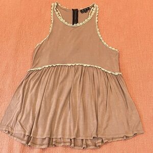 POL med wm’s beige Sleeveless cami Tank Top with crochet trim